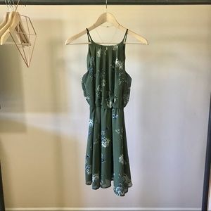 Sage Green Floral Cocktail Dress